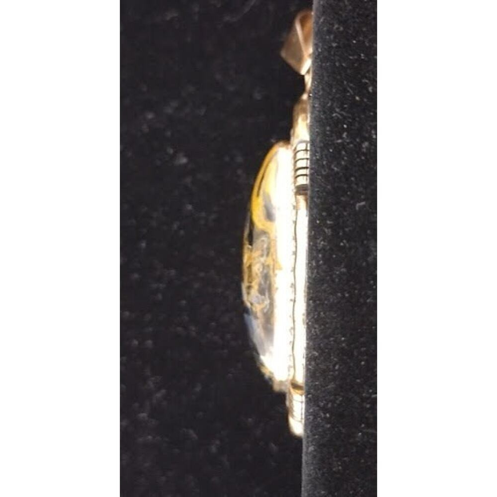 Vtg Signed Lee Bennett Navajo Sterling and‎ 12K Gold Filled Pendant with Jasper - Picture 5 of 6